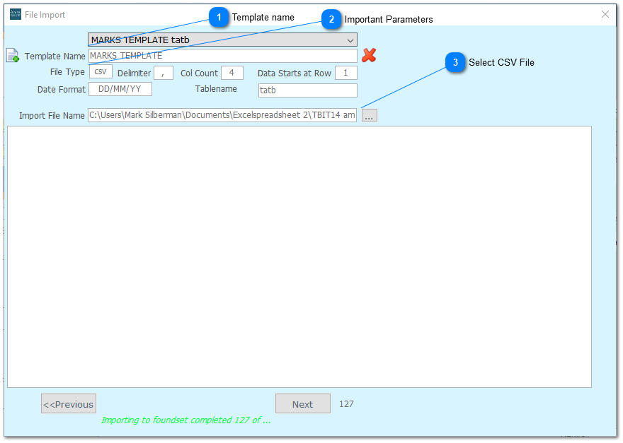 IT14 TB Import Parameters