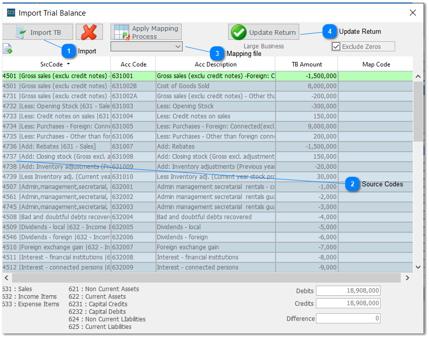 ITR14 Trial Balance Import